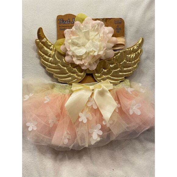 Elly & Emmy Baby Angel Costume Set Tutu Wings Headband Unisex - Picture 2 of 2